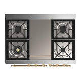 ILVE UMD40FNR3BUG Majestic III 40 inch Dual Fuel Range with 6 Burners and Griddle, Dual Function Burner up to 25,000 BTU (Natural Gas, Triple Glass Door, Burgundy, Brass)