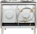 Nostalgie 48 Inch Dual Fuel Liquid Propane Freestanding Range in Stainless Steel with Brass Trim