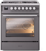 Professional Plus II 30 Inch Dual Fuel Natural Gas Freestanding Range in Matte Graphite with Trim