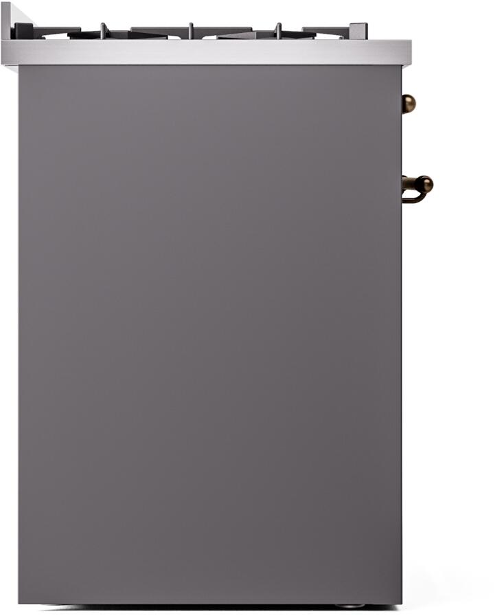Nostalgie II 30 Inch Dual Fuel Natural Gas Freestanding Range in Matte Graphite with Bronze Trim
