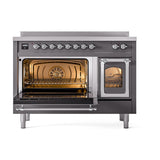 ILVE UNI486NMPMGC Nostalgie II Noblesse 48 inch Induction Range (Triple Glass Door, Graphite Matte, Chrome)