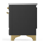 ILVE UMIB36QNR3MGG Majestic III 36 inch Induction Range with 6 Elements, 3.5 cu. ft. Total Oven Capacity (Solid Door, Graphite Matte, Brass)