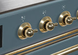 Majestic II 48 Inch Dual Fuel Natural Gas Freestanding Range in Blue Grey with Brass Trim