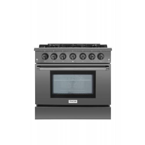 36 Inch Professional Gas Range In Black Stainless Steel