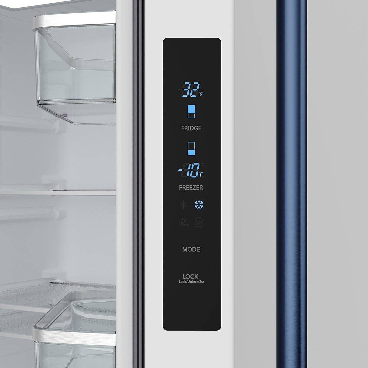 30 Inch French Door Counter Depth Refrigerator With Ice Maker - White/blue  Gordon Ramsay Series