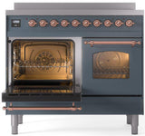 Nostalgie II 40 Inch Electric Freestanding Range in Blue Grey with Copper Trim