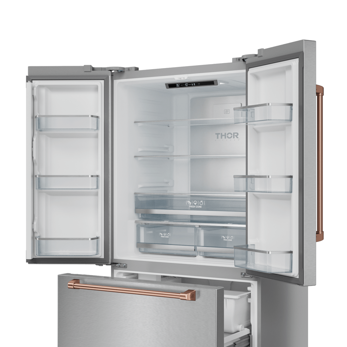36 Inch 20.3 Cu Ft French Door Counter Depth Refrigerator With Ice Maker In Stainless Steel/rose Gold  Gordon Ramsay Series