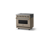 36"W. Induction Range (Finish: Nantucket, Trim: Brushed Brass)