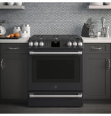 GE Café Series 30" Slide-In Front Control Range with Warming Drawer