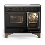 ILVE UMDIB40NR3BKB Majestic III 40 inch Induction Range with 6 Elements, 3.82 cu. ft. Total Oven Capacity (Triple Glass Door, Glossy Black, Burnished)