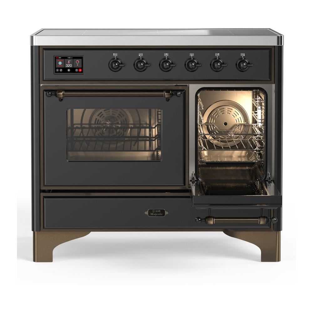 ILVE UMDIB40NR3MGB Majestic III 40 inch Induction Range with 6 Elements, 3.82 cu. ft. Total Oven Capacity (Triple Glass Door, Graphite Matte, Burnished)