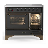 ILVE UMDIB40NR3MGB Majestic III 40 inch Induction Range with 6 Elements, 3.82 cu. ft. Total Oven Capacity (Triple Glass Door, Graphite Matte, Burnished)