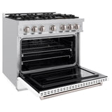 ZLINE 36 in. 5.2 cu. ft. Classic Gas Range with 6 Burner Cooktop and Convection Gas Oven in Stainless Steel with White Matte Door (CGR-WM-36)