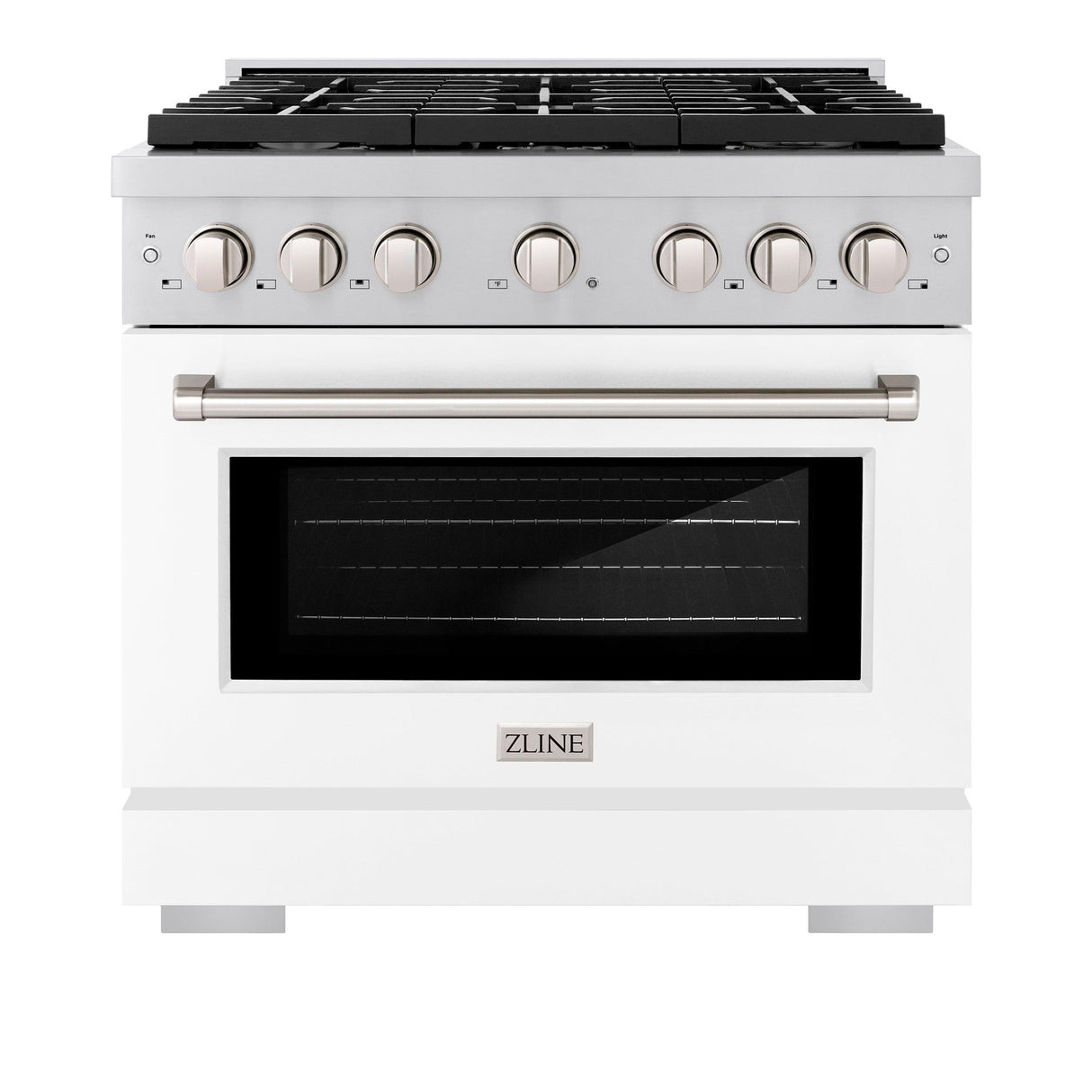 ZLINE 36 in. 5.2 cu. ft. 6 Burner Gas Range with Convection Gas Oven in Stainless Steel with White Matte Door (SGR-WM-36)