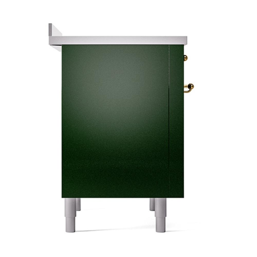 ILVE UNI366QNMPEGG Nostalgie II Noblesse 36 inch Induction Range (Solid Door, Emerald Green, Brass)