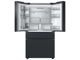 Bespoke 4-Door French Door Refrigerator (29 cu. ft.) - with Top Left and Family Hub™ Panel in Charcoal Glass - and Matte Black Steel Middle and Bottom Door Panels