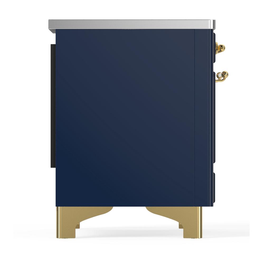 ILVE UMDIB40NR3MBG Majestic III 40 inch Induction Range with 6 Elements, 3.82 cu. ft. Total Oven Capacity (Triple Glass Door, Midnight Blue, Brass)