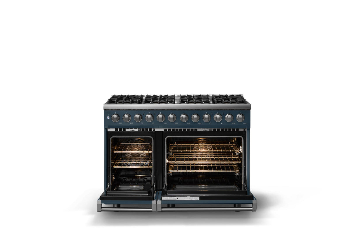 48"W. Dual Fuel Range (Burner: 8b, Finish: Squall, Trim: Polished Chrome, Fuel: Natural Gas)