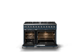 48"W. Dual Fuel Range (Burner: 8b, Finish: Squall, Trim: Polished Chrome, Fuel: Natural Gas)
