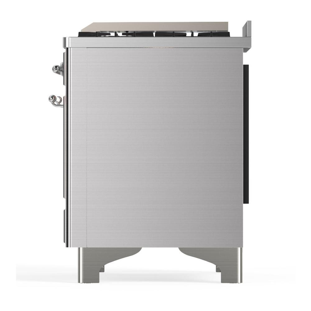 ILVE UM60FNR3SSCLP Majestic III 60 inch Dual Fuel Range with 9 Burners and Griddle, Dual Function Burner up to 25,000 BTU (Liquid Propane, Triple Glass Door, Stainless Steel, Chrome)
