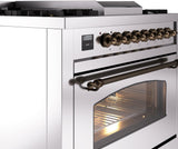 Nostalgie II 36 Inch Dual Fuel Natural Gas Freestanding Range in Stainless Steel with Bronze Trim