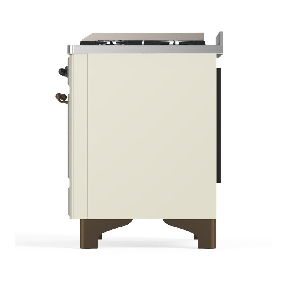 ILVE UMD40FQNR3AWBLP Majestic III 40 inch Dual Fuel Range with 6 Burners and Griddle, Dual Function Burner up to 25,000 BTU (Liquid Propane, Solid Door, Antique White, Burnished)