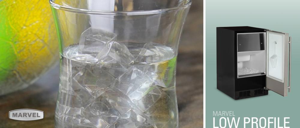 15" Low Profile Clear Ice Machine - With Factory-Installed Drain Pump - Solid Panel Overlay Ready Door - Left Hinge