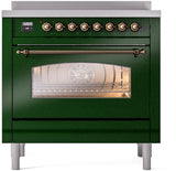 Nostalgie II 36 Inch Electric Freestanding Range in Emerald Green with Bronze Trim