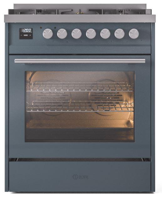 Professional Plus II 30 Inch Dual Fuel Natural Gas Freestanding Range in Blue Grey with Trim
