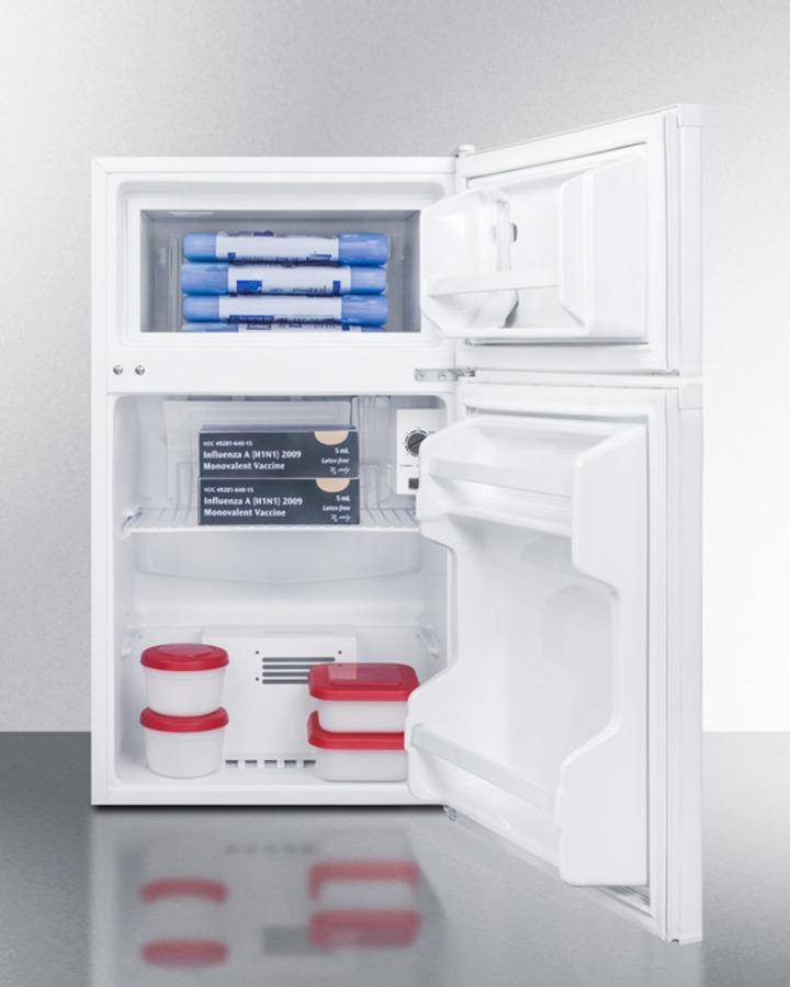Compact Two-door Refrigerator-freezer With Single Combination Lock, Temperature Alarms and Hospital Grade Cord