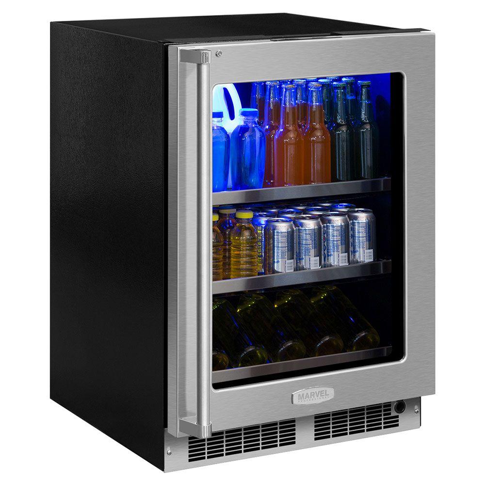 24-In Professional Built-In Beverage Center with Door Style - Stainless Steel Frame Glass, Door Swing - Right