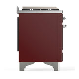 ILVE UM60FSQNR3BUC Majestic III 60 inch Dual Fuel Range with 7 Burners, Griddle and French Top, Dual Function Burner with up to 25,000 BTU (Natural Gas, Solid Door, Burgundy, Chrome)