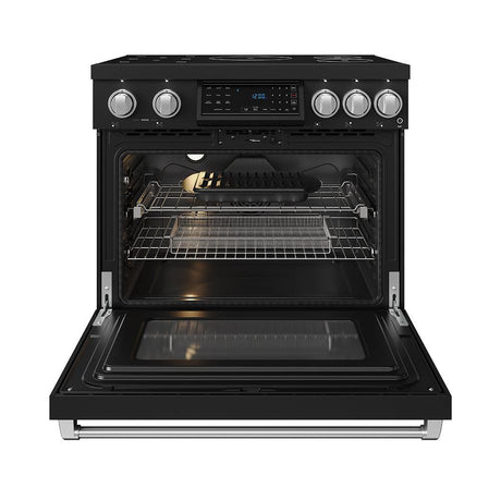 36 Inch Professional Induction Range With Tilt Panel Touch Control In Black and Stainless Steel  Gordon Ramsay Series