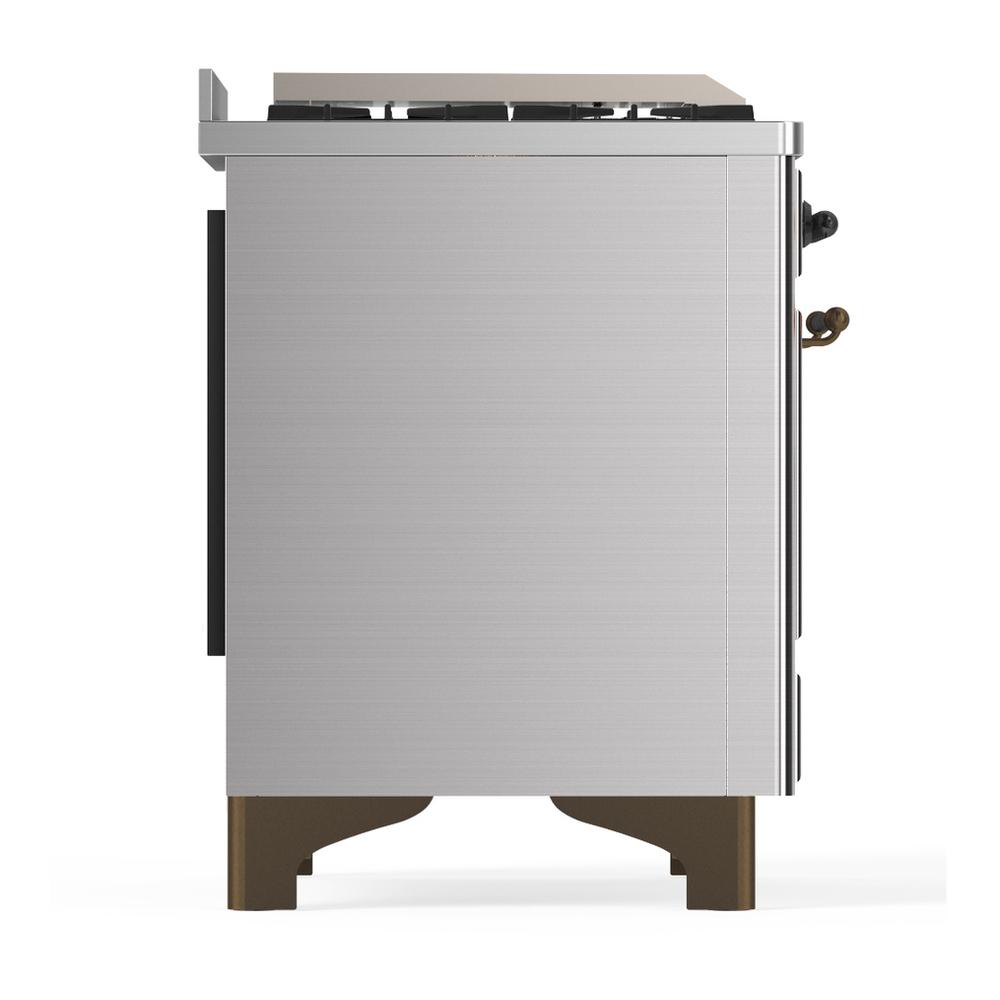 ILVE UM60FQNR3SSB Majestic III 60 inch Dual Fuel Range with 9 Burners and Griddle, Dual Function Burner up to 25,000 BTU (Natural Gas, Solid Door, Stainless Steel, Burnished)