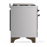 ILVE UM60FQNR3SSB Majestic III 60 inch Dual Fuel Range with 9 Burners and Griddle, Dual Function Burner up to 25,000 BTU (Natural Gas, Solid Door, Stainless Steel, Burnished)