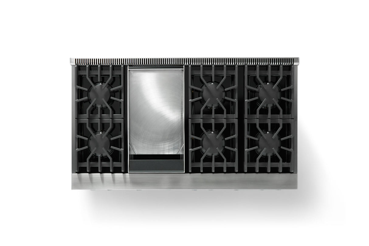 48"W. Dual Fuel Range (Burner: 6g, Finish: Blush, Trim: Polished Chrome, Fuel: Propane)