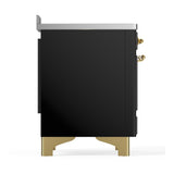 ILVE UMIB48NR3BKG Majestic III 48 inch Induction Range with 6 Elements, 5.02 cu. ft. Total Oven Capacity (Triple Glass Door, Glossy Black, Brass)