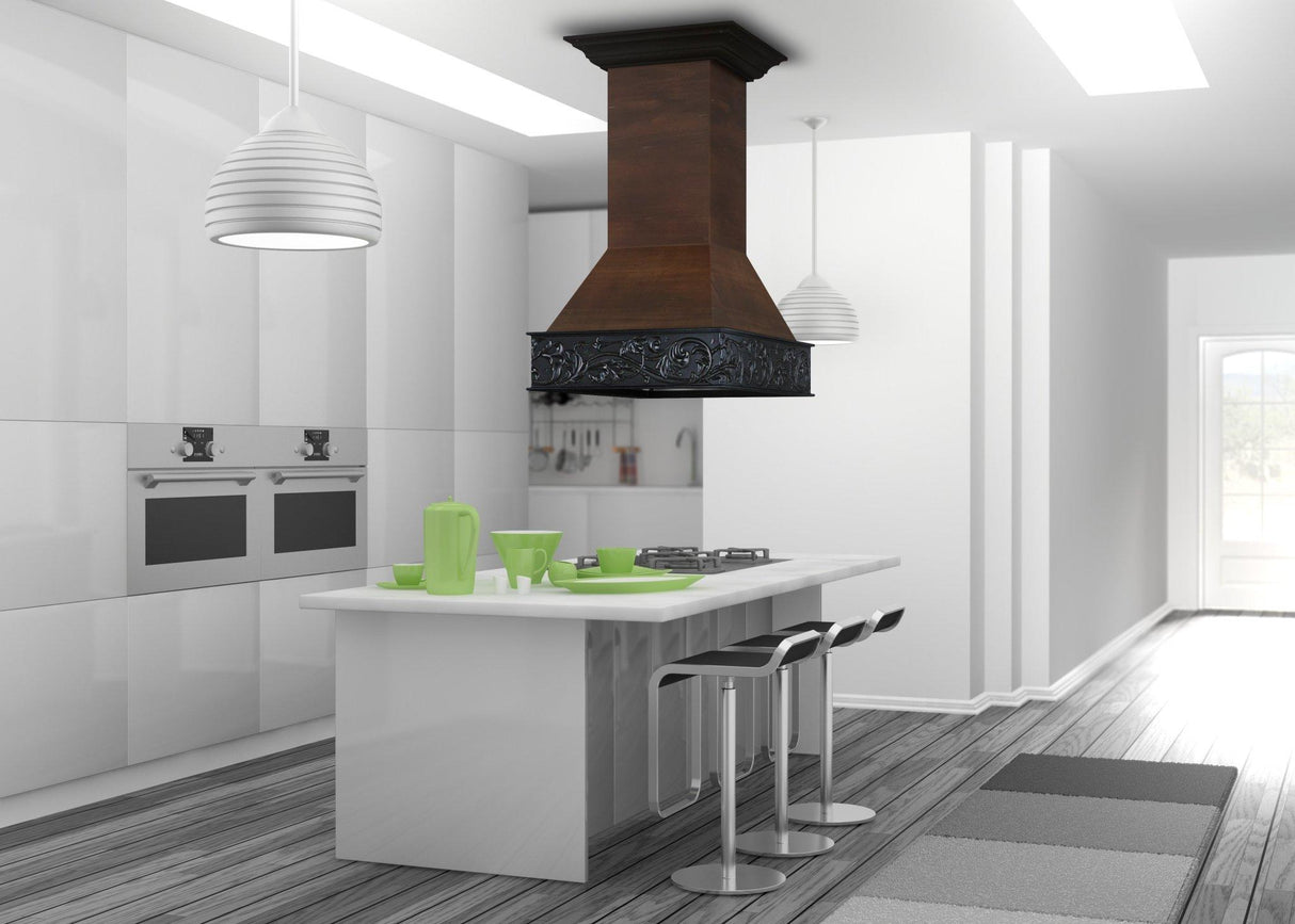 ZLINE 36" Wooden Wall Mount Range Hood in Antigua and Walnut (9373AR-36)