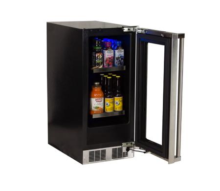15" Beverage Center - Panel Overlay Frame Glass Door - Integrated Right Hinge
