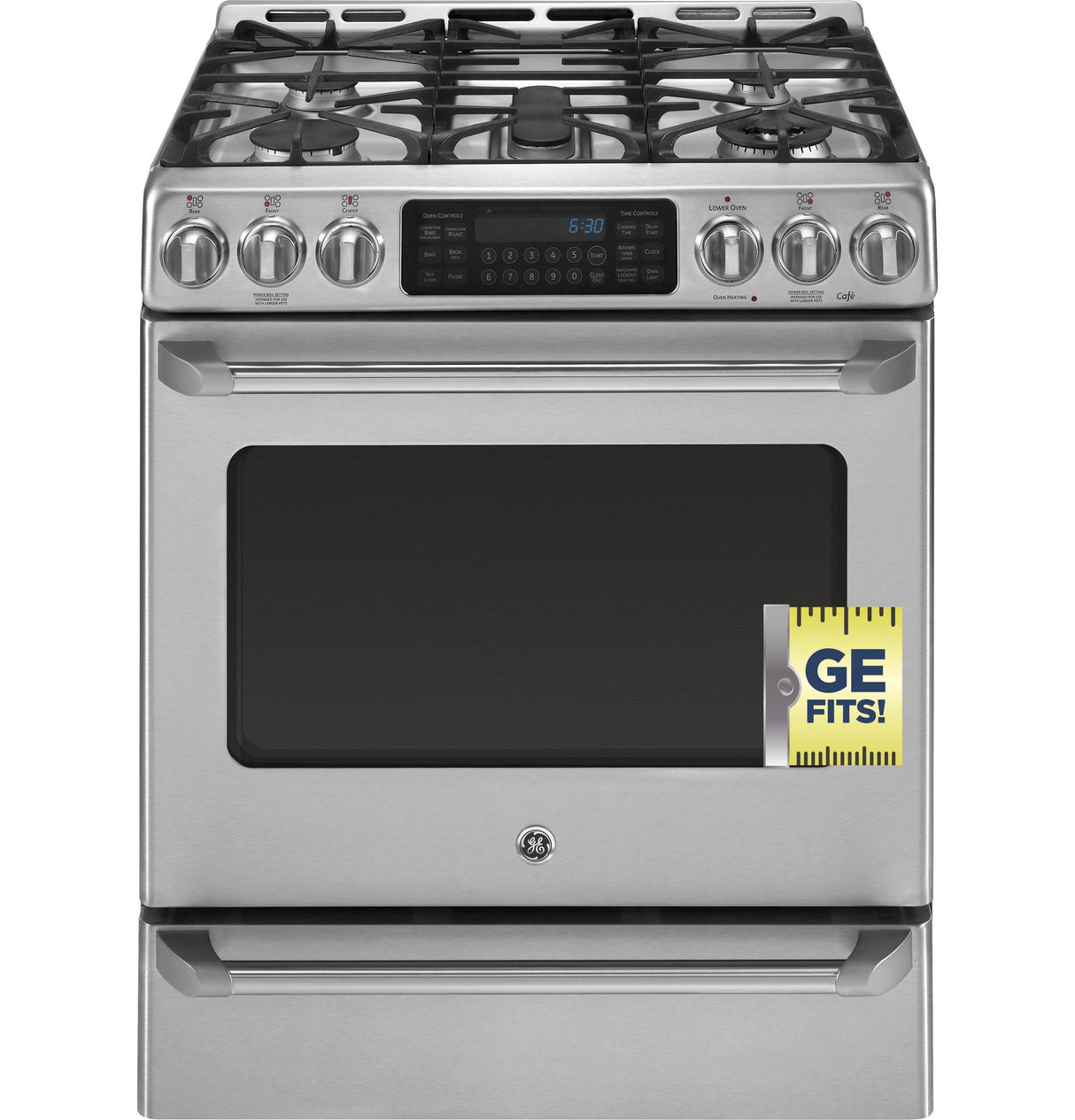 GE Cafe™ Series Slide-In Front Control Dual-Fuel Range with Baking Drawer