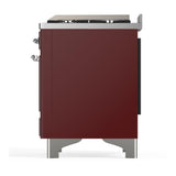 ILVE UM60FSQNR3BUCLP Majestic III 60 inch Dual Fuel Range with 7 Burners, Griddle and French Top, Dual Function Burner with up to 25,000 BTU (Liquid Propane, Solid Door, Burgundy, Chrome)