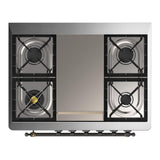 ILVE UM36FNR3SSB Majestic III 36 inch Dual Fuel Range with 6 Black Brass Burners and Griddle, Dual Function Burner up to 25,000 BTU (Triple Glass Door, Stainless Steel, Burnished, Natural Gas)