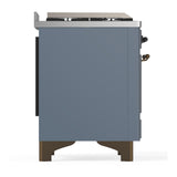 ILVE UM36FQNR3BGBLP Majestic III 36 inch Dual Fuel Range with 6 Black Brass Burners and Griddle, Dual Function Burner up to 25,000 BTU (Solid Door, Blue Grey, Burnished, Liquid Propane)