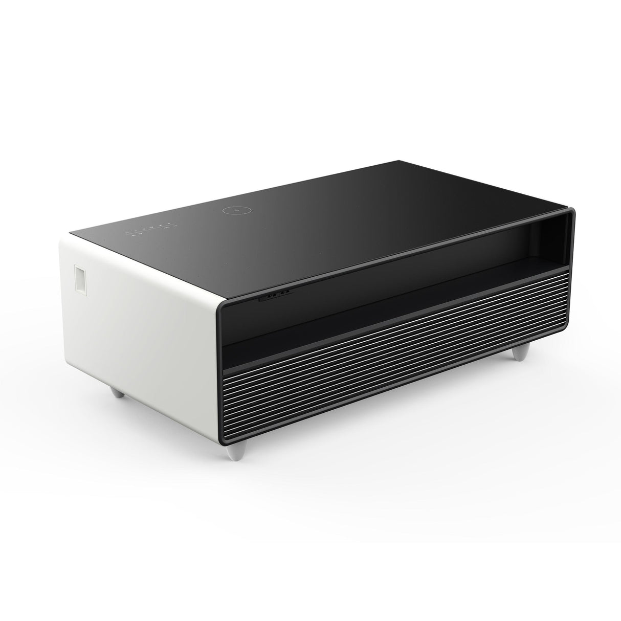 Forno Evoluto Tavolo 51-Inch White Smart Coffee Table - Dual Refrigerator Drawers, Bluetooth 5.0 Audio, Wireless Charging & RGB Ambient Light