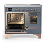 ILVE UMDIB40NR3BGP Majestic III 40 inch Induction Range with 6 Elements, 3.82 cu. ft. Total Oven Capacity (Triple Glass Door, Blue Grey, Copper)