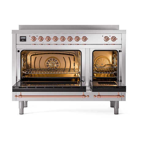 ILVE UNI486QNMPSSP Nostalgie II Noblesse 48 inch Induction Range (Solid Door, Stainless Steel, Copper)