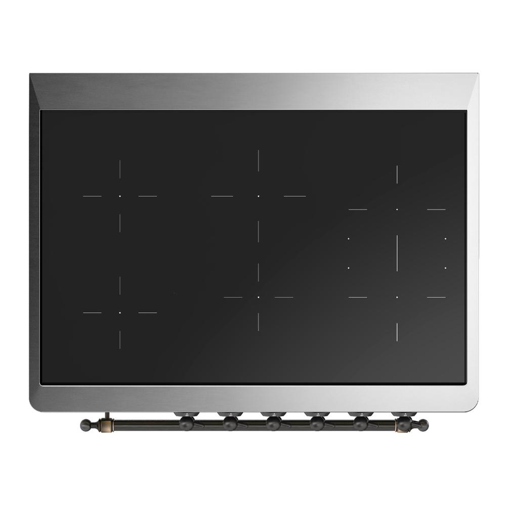 ILVE UMIB36NR3AWB Majestic III 36 inch Induction Range with 6 Elements, 3.5 cu. ft. Total Oven Capacity (Triple Glass Door, Antique White, Burnished)