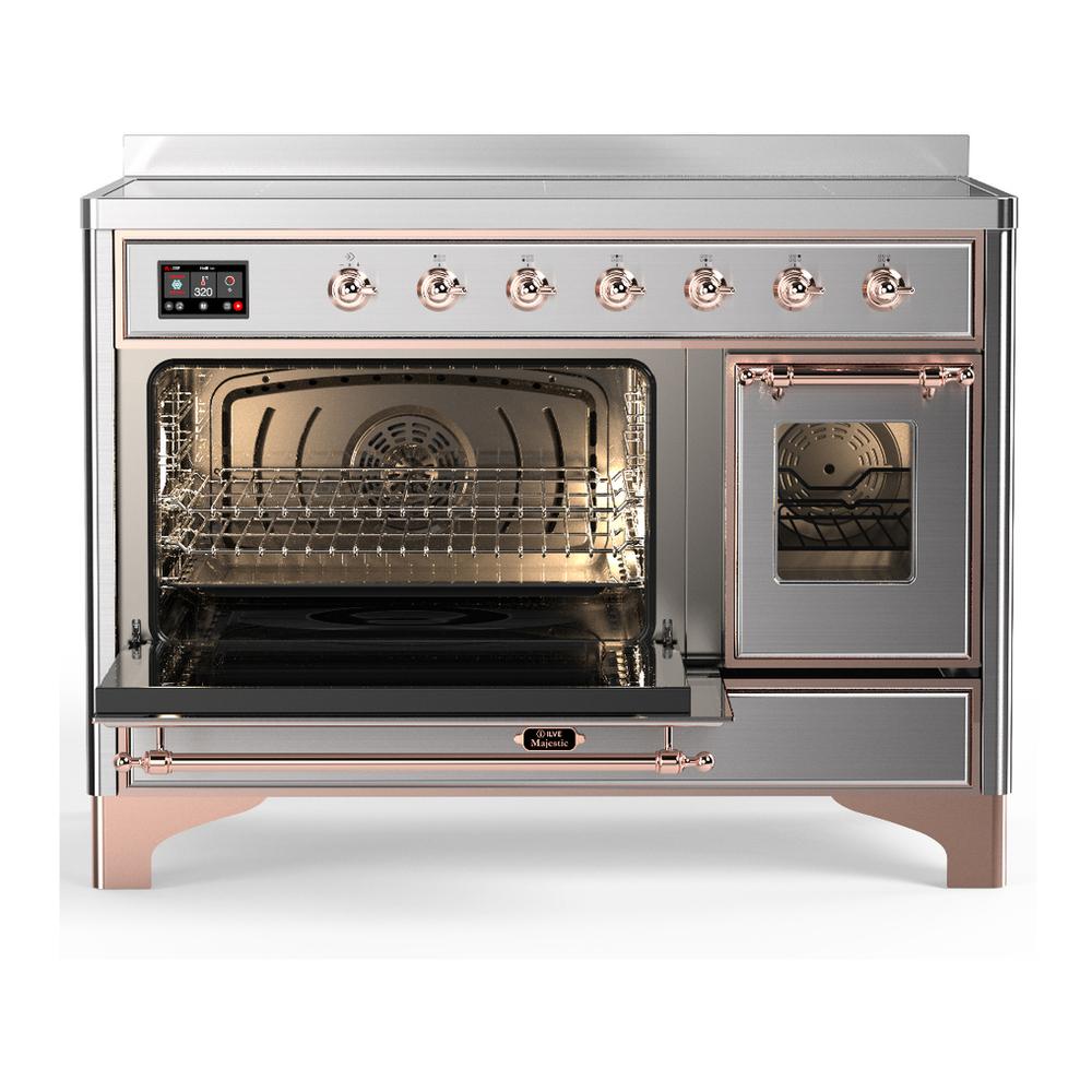 ILVE UMIB48NR3SSP Majestic III 48 inch Induction Range with 6 Elements, 5.02 cu. ft. Total Oven Capacity (Triple Glass Door, Stainless Steel, Copper)