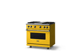 36"W. Sealed Burner Gas Range (Burner: 4g, Finish: Daffodil, Trim: Polished Chrome, Fuel: Natural Gas)