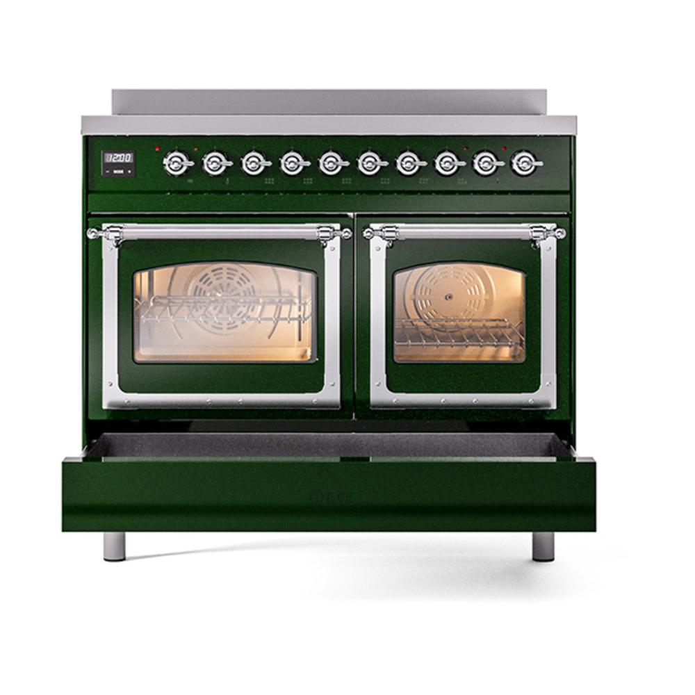 ILVE UNDI406NMPEGC Nostalgie II Noblesse 40 inch Induction Range (Triple Glass Door, Emerald Green, Chrome)